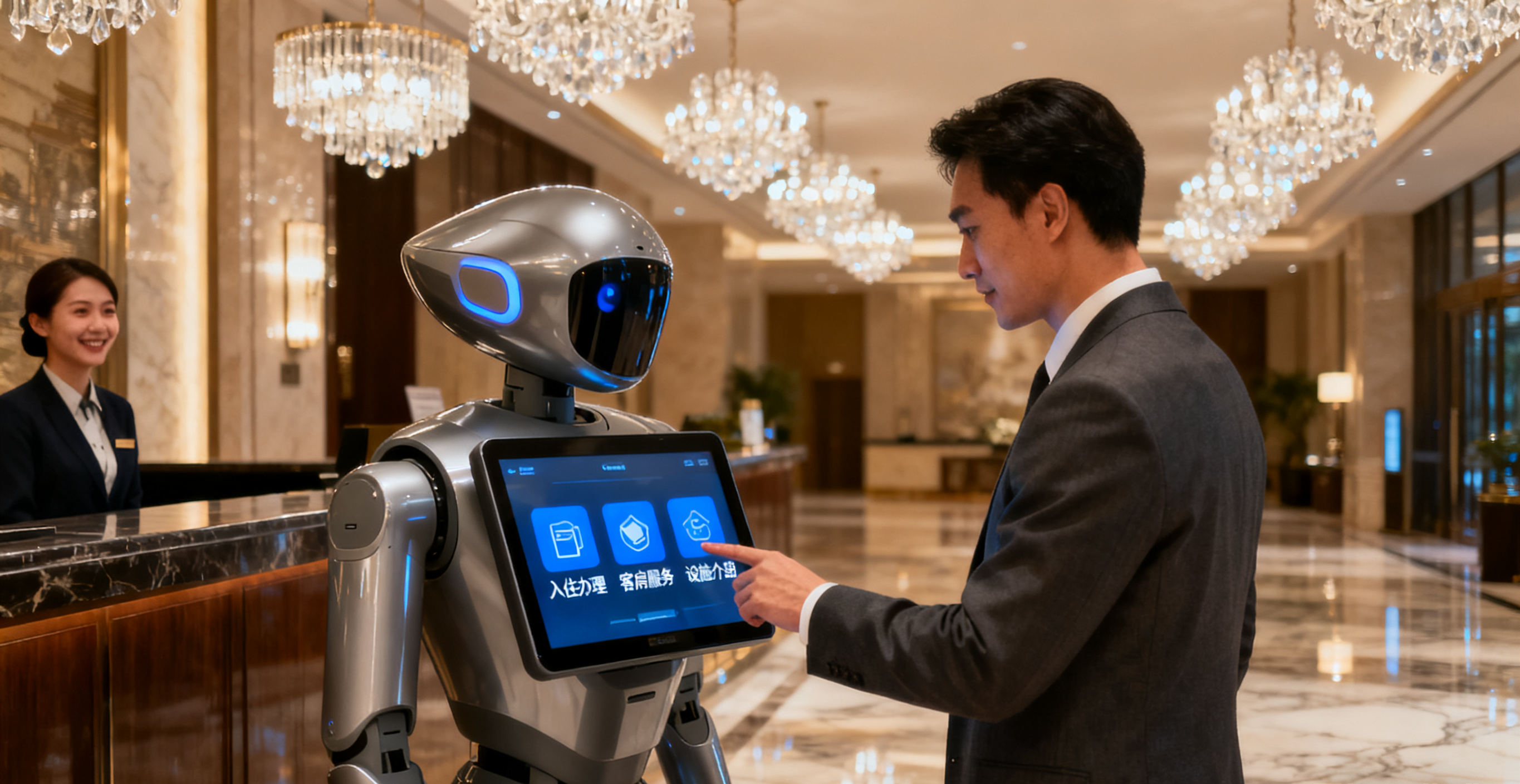 工業顯示器在酒店迎賓機器人中的應用